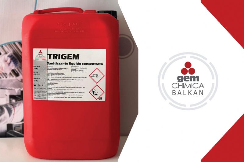 TRIGEM produkt kunder baktereve dhe kerpudhave, Sanitizues per industrine ushqimore, Dezinfektues i koncentruar per siperfaqe, Sanitizues per bujqësi dhe familje, Produkt per pastrimin profesional